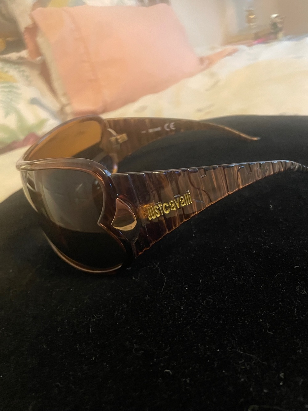 Just Cavalli Brown Tortoise Sunglasses with Gold Logo